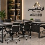 میز مدیریت و کنفرانس فلزی پایه مثلثی